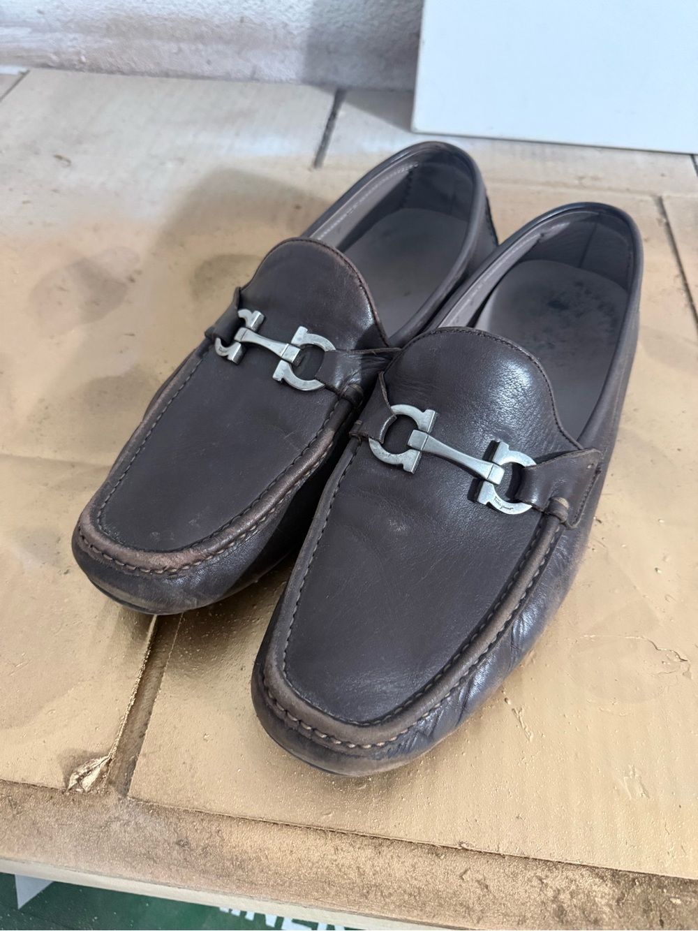 Men's Brown Ferragamo Leather Bit Loafers Drivers